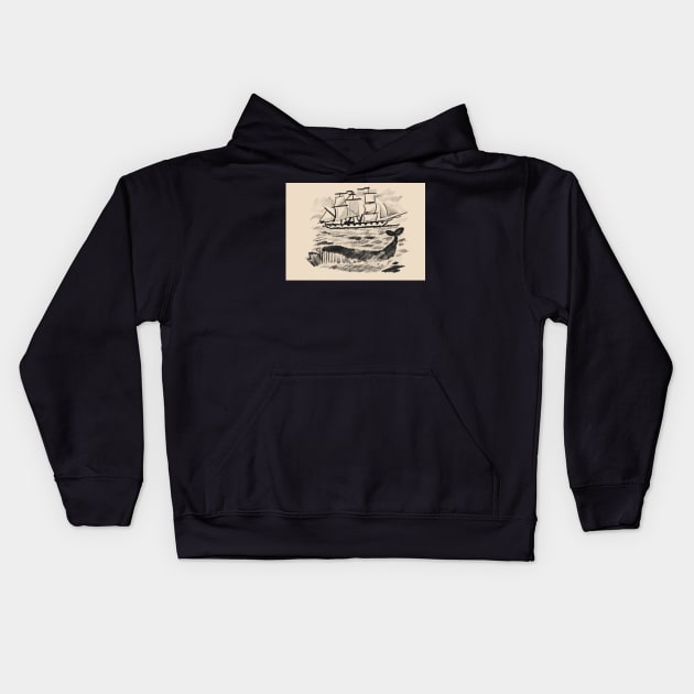 Whale & Ship Sketch - Over The Garden Wall Kids Hoodie by JuneNostalgia